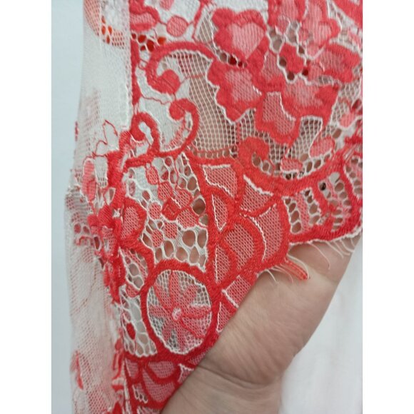 Cassie Mclean Womens Fairy Romantic Midi Dress Medium Red Nude Lace Open Back - Picture 8 of 8